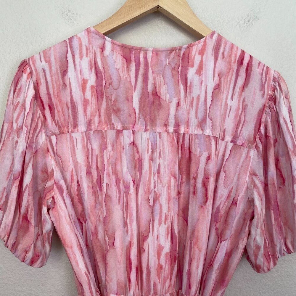 Anthropologie Cloth & Stone Womens Medium Button Up Mini Dress Short Sleeve Pink - Picture 16 of 16